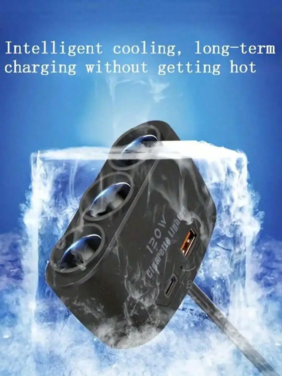 

120W Car Power Inverter 12V Multi-Port USB Fast Charger With Intelligent Cooling