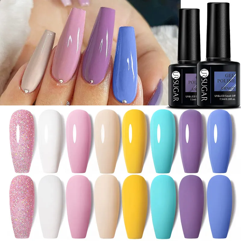 UR SUGAR Blue Yellow Pink Color Gel Nail Polish Semi Permanent Manicure UV LED Gel Soak Off Base Top Varnish Nails Art Vernis