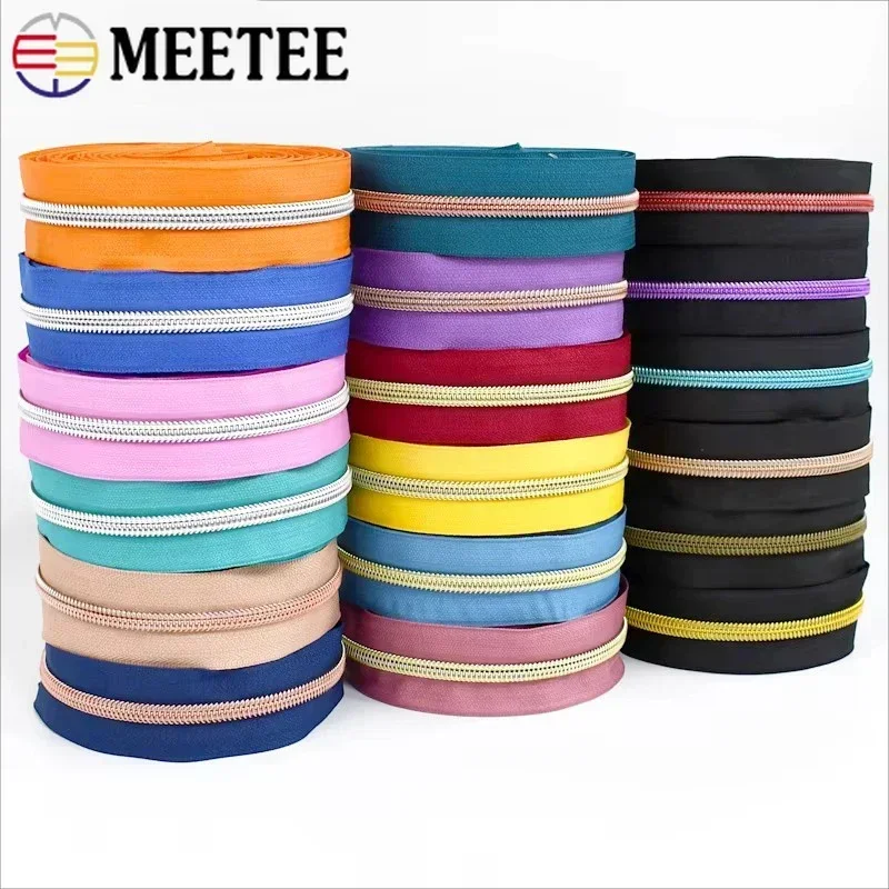 5/8/10/20M 5# Meetee Nylon Zipper By Meters Bag Coil Zippers Closure Jacket Zip Replacement Roll Zips Repair Sewing Accessories