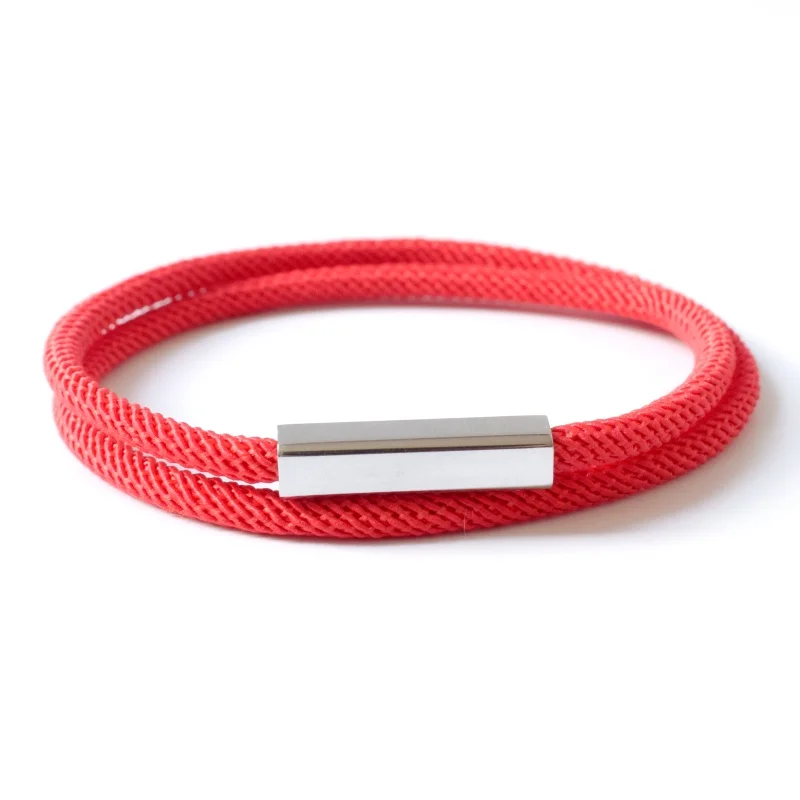 New Design 2 Loop Milan Rope Chain Bracelets for Women Geometric Square Bar Stainless Steel Magnetic Buckle Bracelet Men Jewelry