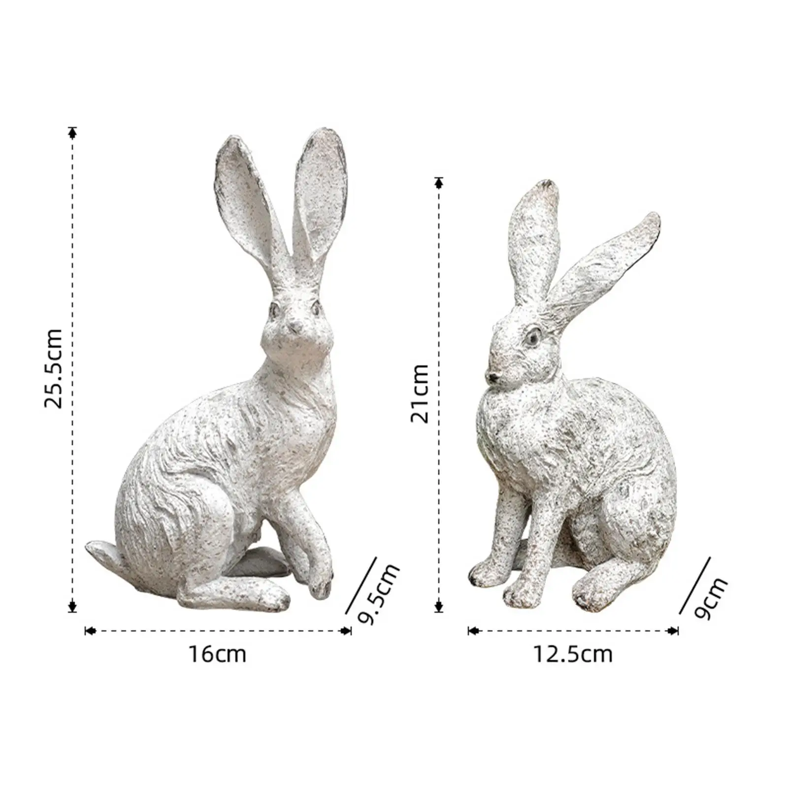 2 Pieces Garden Decor Rabbit Statues Home Decor Crafts Rural Desktop Ornaments for Office Landscape Indoors Outdoors Bedroom