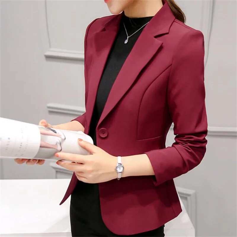 Blazer Ladies , Blazer Pocket Jacket, Slim Fit Jacket, Long-sleeved Korean Style Ladies Office Jacket, Blazer traf tangada