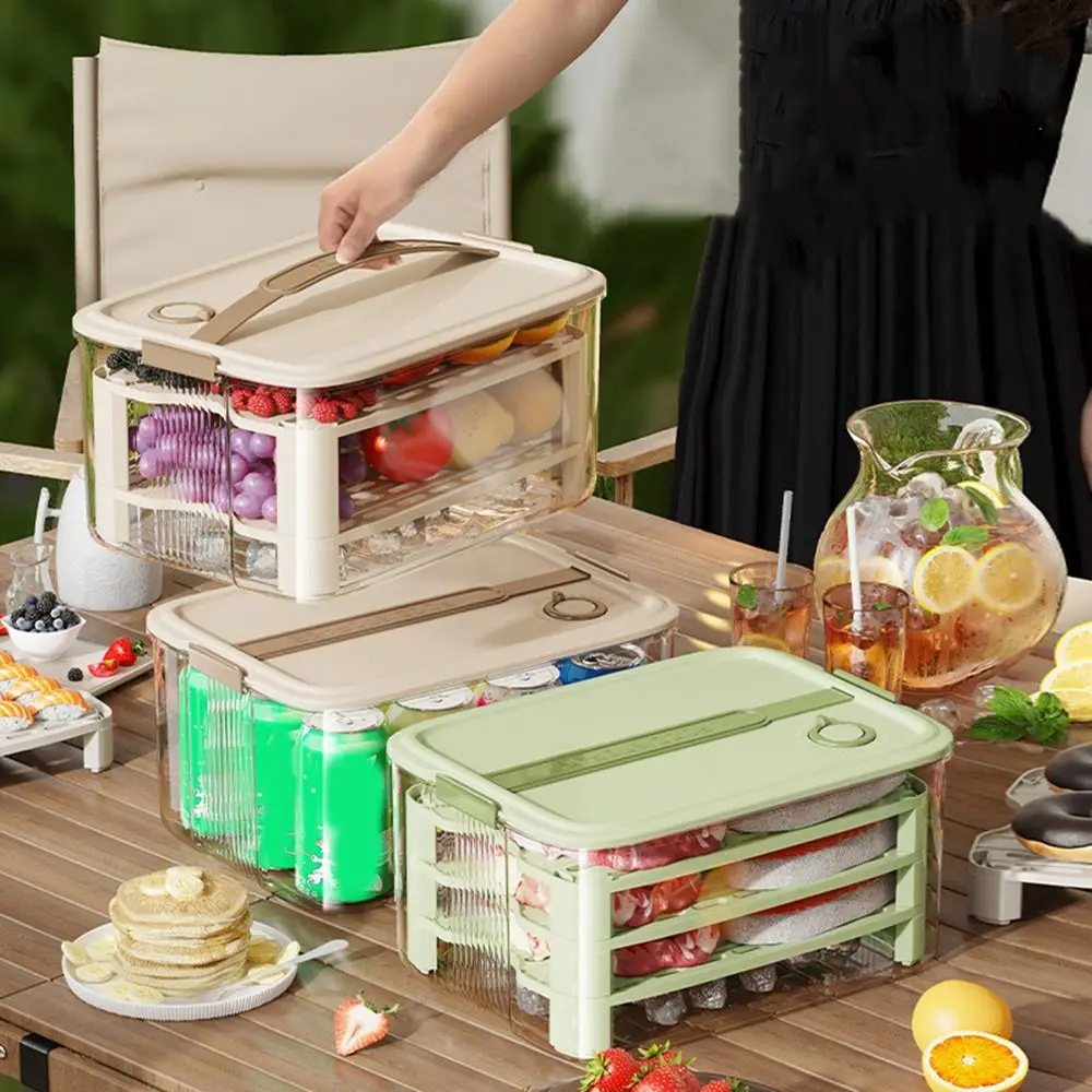 

Пластиковый ящик для хранения овощей и фруктов, ручной герметичный ящик для замораживания мяса с крышкой и ручкой, ящик для хранения свежести в холодильнике