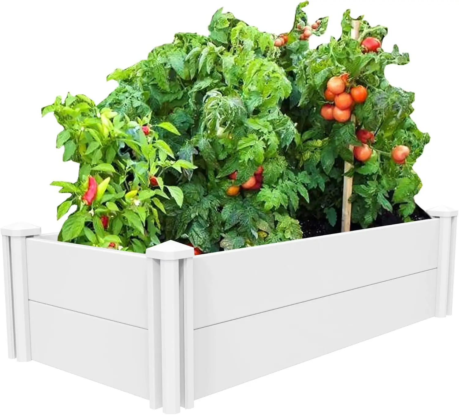 

45''x22.5'' Raised Garden Bed Kit for Vegetables, Flowers, Herbs | Easy Vinyl Plastic Planter Box with Grow Grid - White