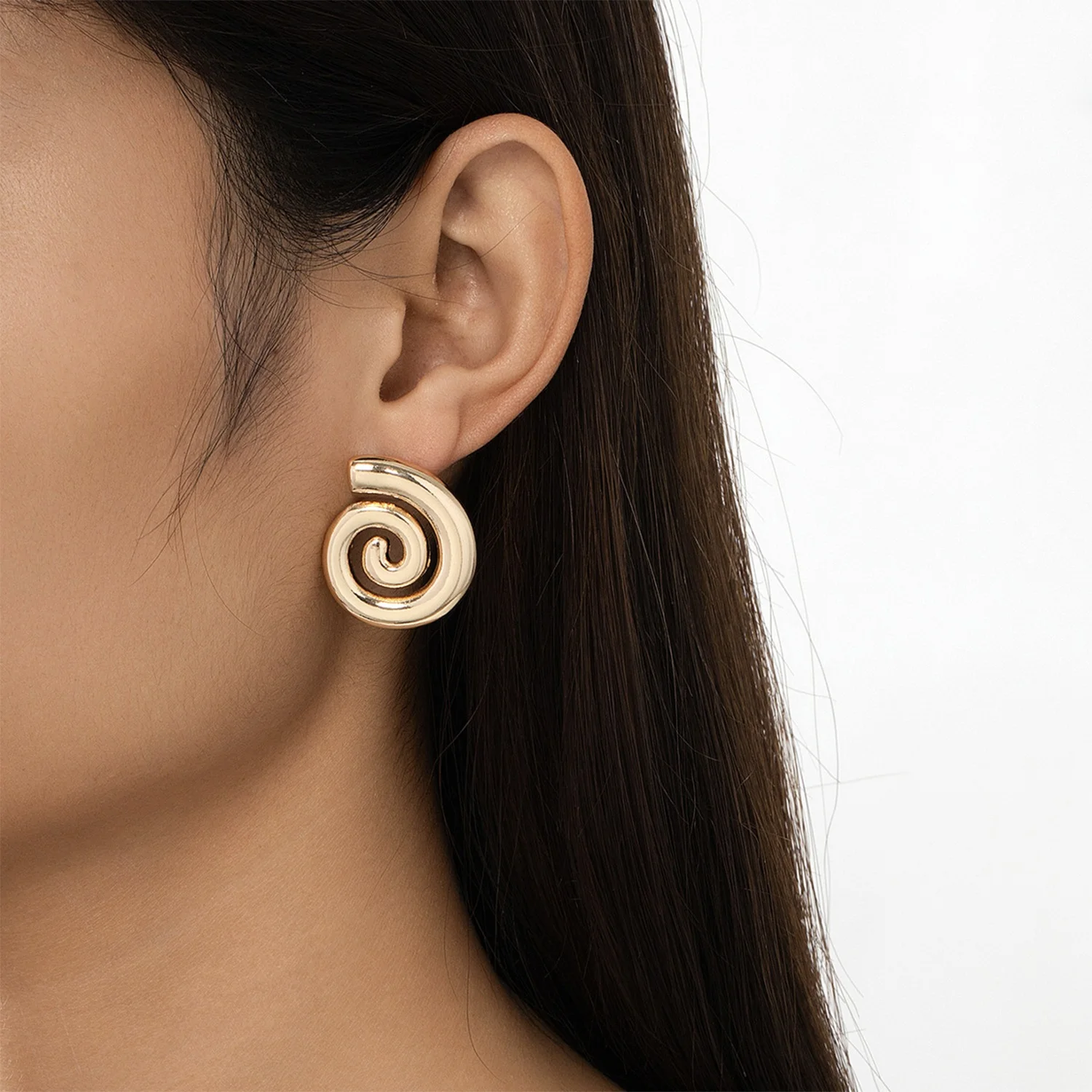 Gold Plated Metal Glossy Spiral Hollow Earring Vintage Geometric Spiral Shape Drop Earrings for Women Girls Trendy Jewelry Gifts image 3