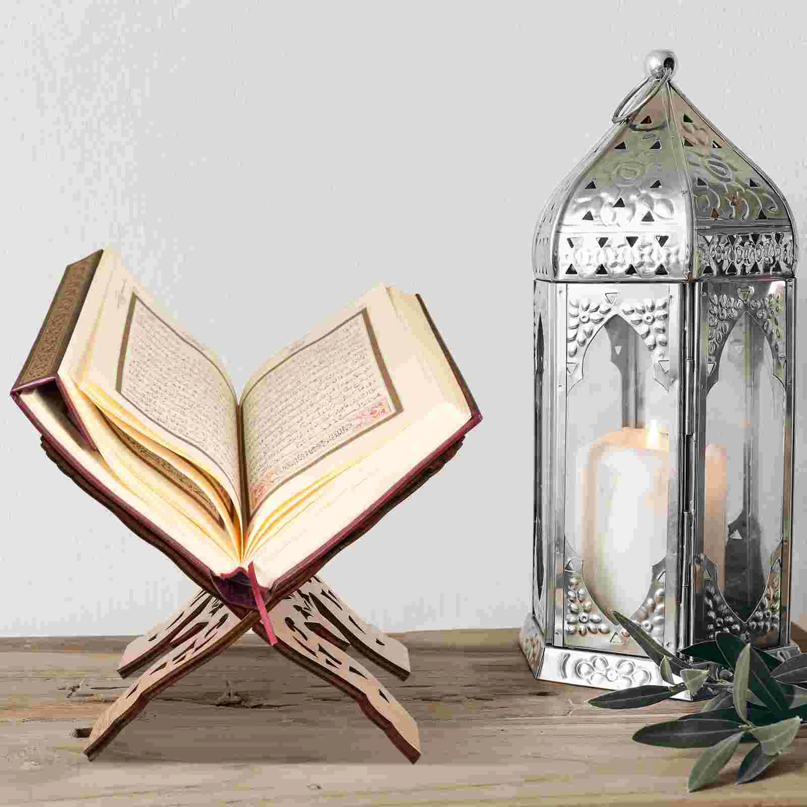 Display Wooden Stands Cooking Book Recipe Holder Show Rack Portable Quran Bookshelves