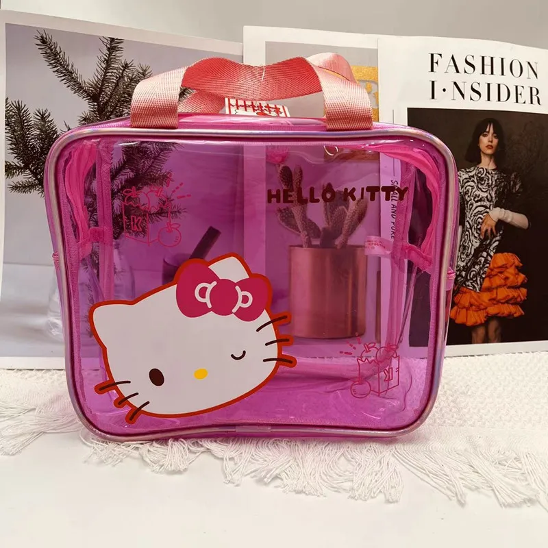 Sanrio Hello Kitty Y2K Clear Makeup Bag  Organizer Hand Water Proof Cosmetic Bag Large Capacity Wash  Hands Toiletry Bag