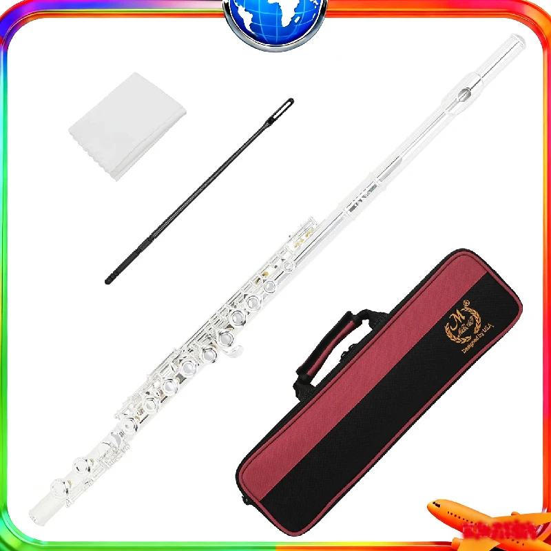 MBAT 16-Loch-Flöte, C-verstellbar, geschlossenes Loch, professionelles Holzblasinstrument, weißes Kupfer, versilbert, für Musikbegeisterte