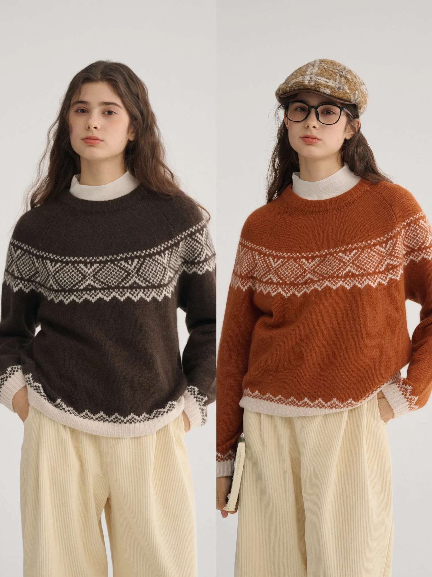 

Женский вязаный свитер с цветочным узором, круглый вырез, пуловер из смесовой шерсти, осень-зима-весна, в стиле Fair Isle, с цветовыми блоками