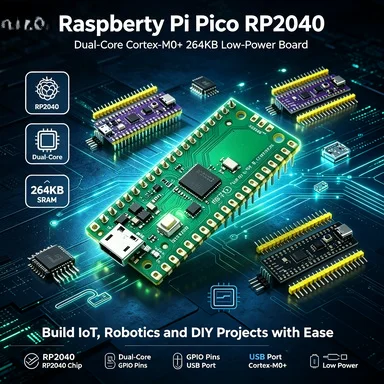 Official Raspberry Pi Pico RP2040 Board, Dual-Core Cortex-M0+ 264KB Low-Power