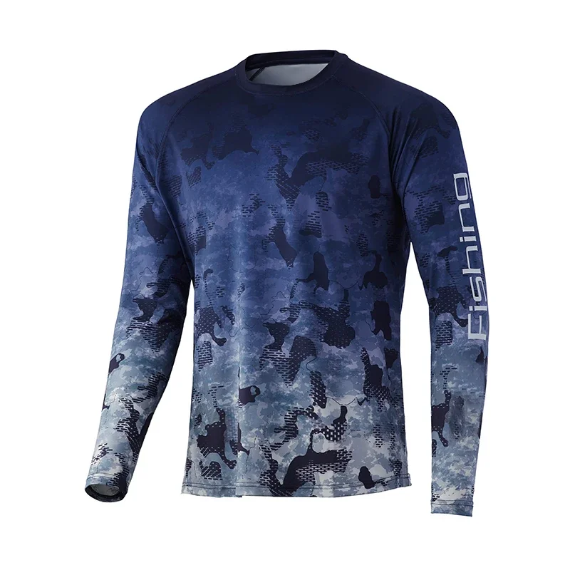 Men\'s Camouflage Long Sleeved Fishing Personalized Outdoor Sportswear High-quality O-neck Top Running Sun Protection y2k T-shirt