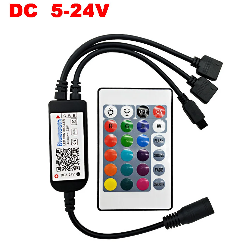 24key Led Infrarood Bluetooth Rgb Controler 1 Naar 2 Controller Ir Remote Dimmer Dc 5-24V Voor Smartphone app Dimmen Lamp