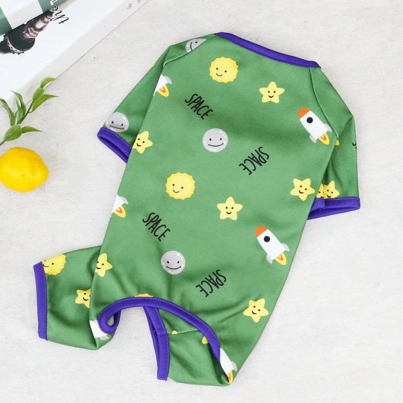 Pet Dog Onesie Clothes Soft Warm Dog Jumpsuit Fashion Puppy Thin Pajamas Cute Print Cat Jumpsuits Pet Outfits Dog Coat Clothing