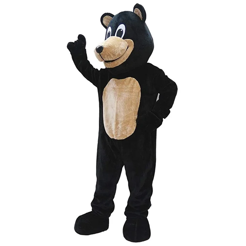 Deluxe Black Bear Mascot Costume Adult Size for Men & Women Animal Cartoon Costume for Halloween Christmas Party School Game