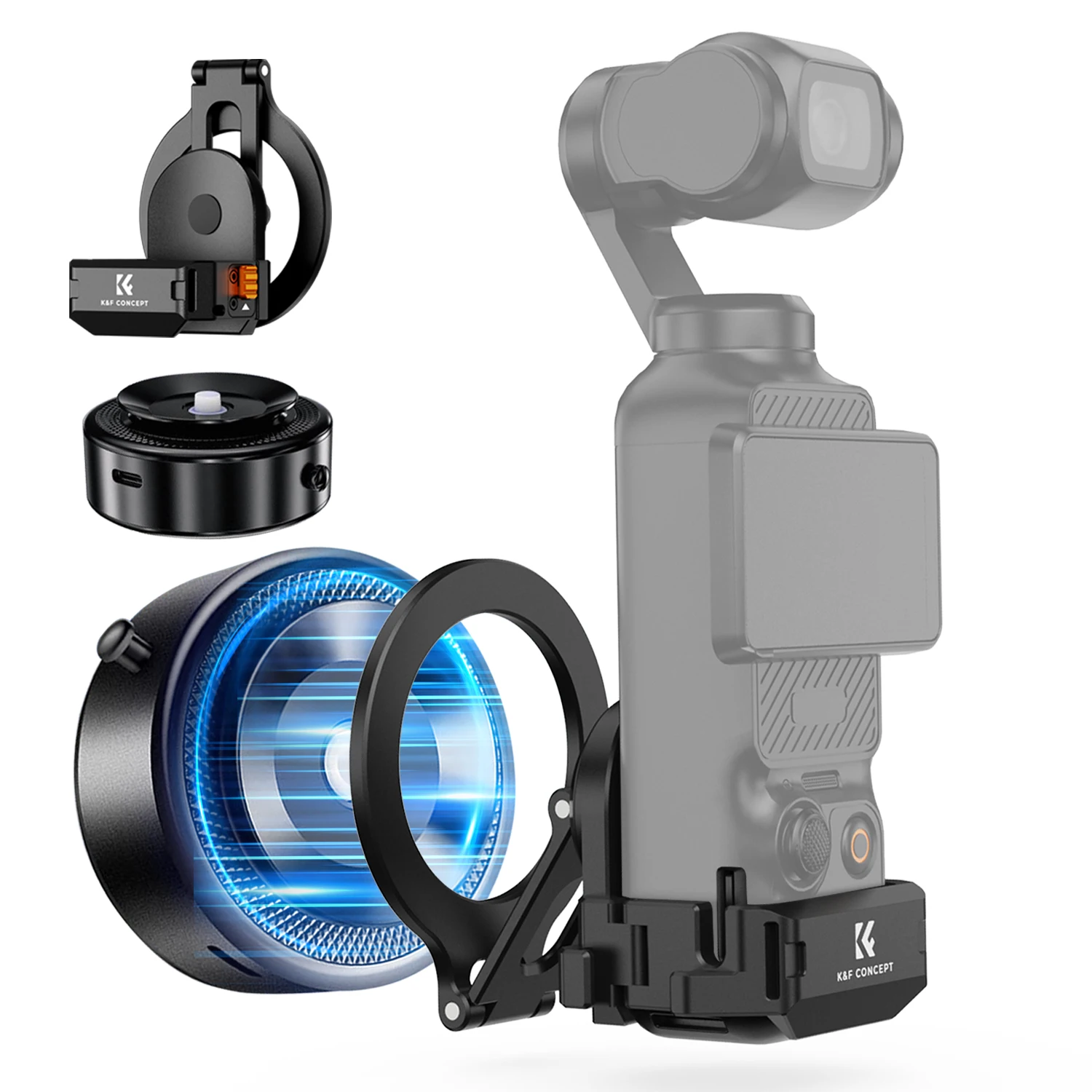 

K&F Concept Electric Vacuum Magnetic Mount for DJI Osmo Pocket 3 360° Adjustable Magnet Suction Cup Stand with 1/4" Screw Holes
