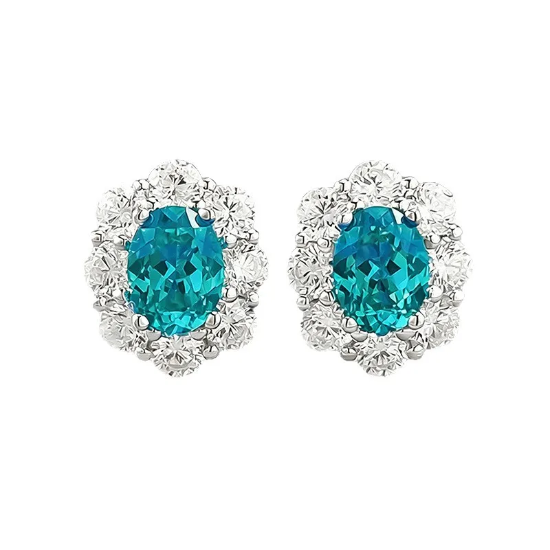 

Oval 925 Sterling Silver 6 * 8mm Surround Earrings Floral Pattern Suitable for Women's Earrings Luxury Wedding High End Jewelry
