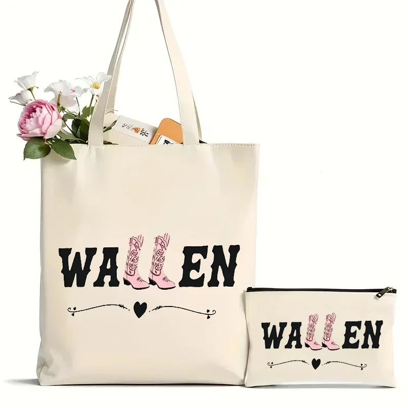 

2Pcs Singer Name Print Aesthetic Shoulder Bag All-Match Versatile Shopping Grocery Handbag for Women Bags for Women