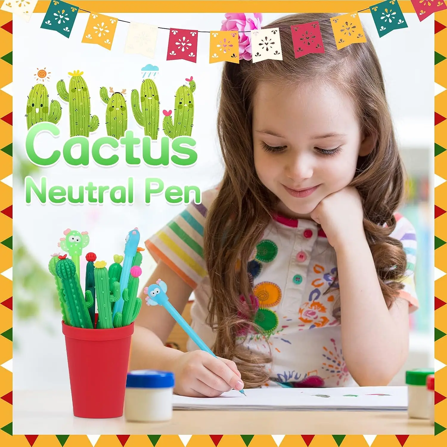 36 pièces Cactus Gel stylos ensemble cadeaux mignons 0.5mm encre noire créatif Gel encre stylo bureau fournitures scolaires prix étudiant cadeau de pâques