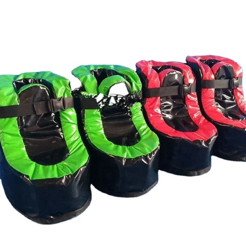 Giant inflatable speed shoes, PVC big soft foam boots giant inflatable soccer shoe for team building football game
