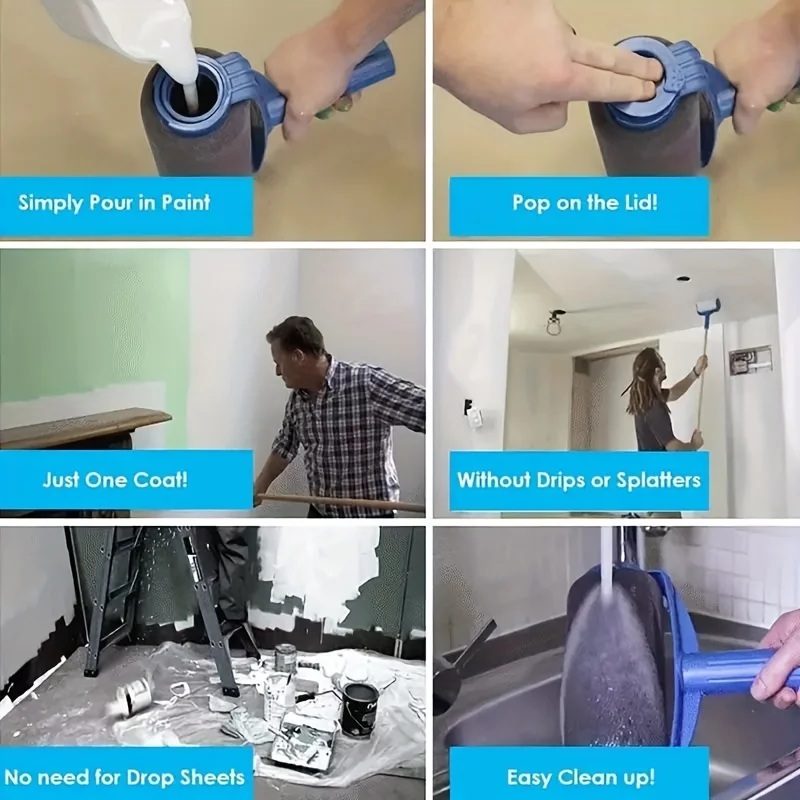 1pc Multi-Surface Paint Roller,Adjustable Telescoping Handle, Ergonomic Grip & Washable Fabric Sleeve,Seamless Transition