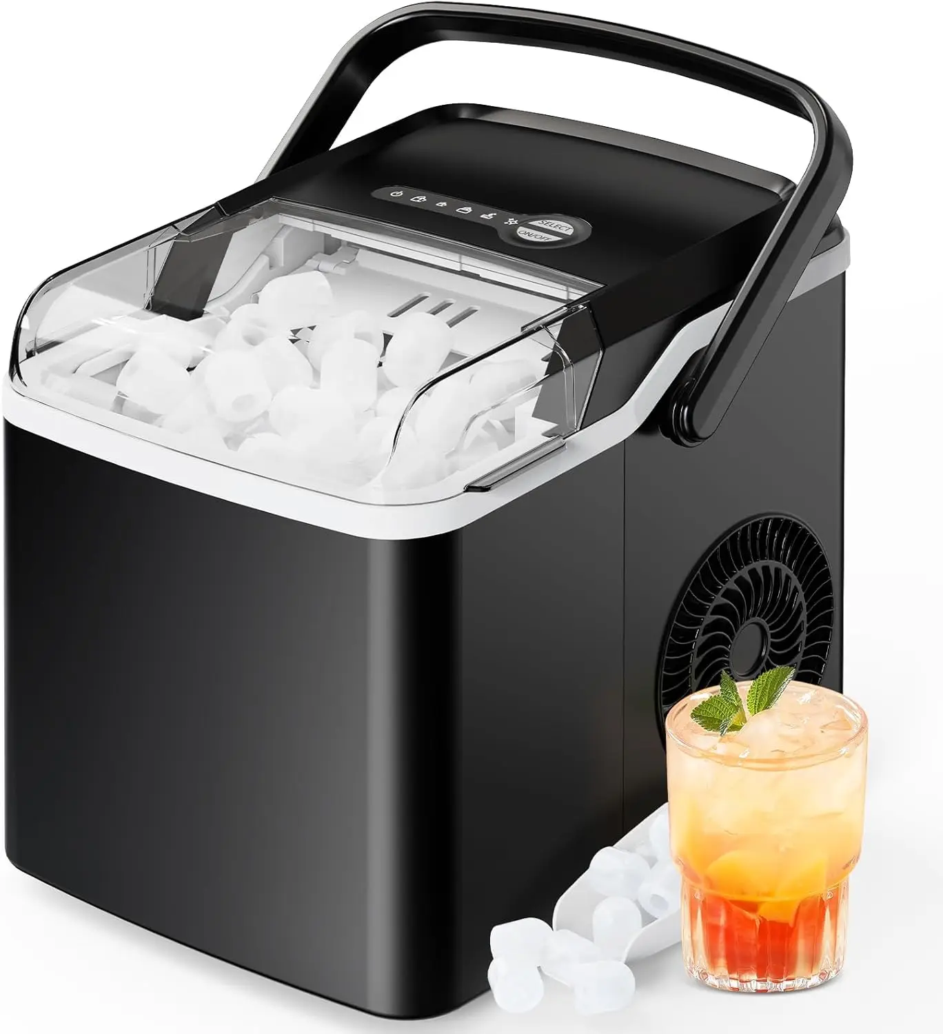 

Countertop Ice Maker, 9 Cubes Ready in 6 Mins, 26lbs in 24Hrs, Portable Ice Machine with Self-Cleaning