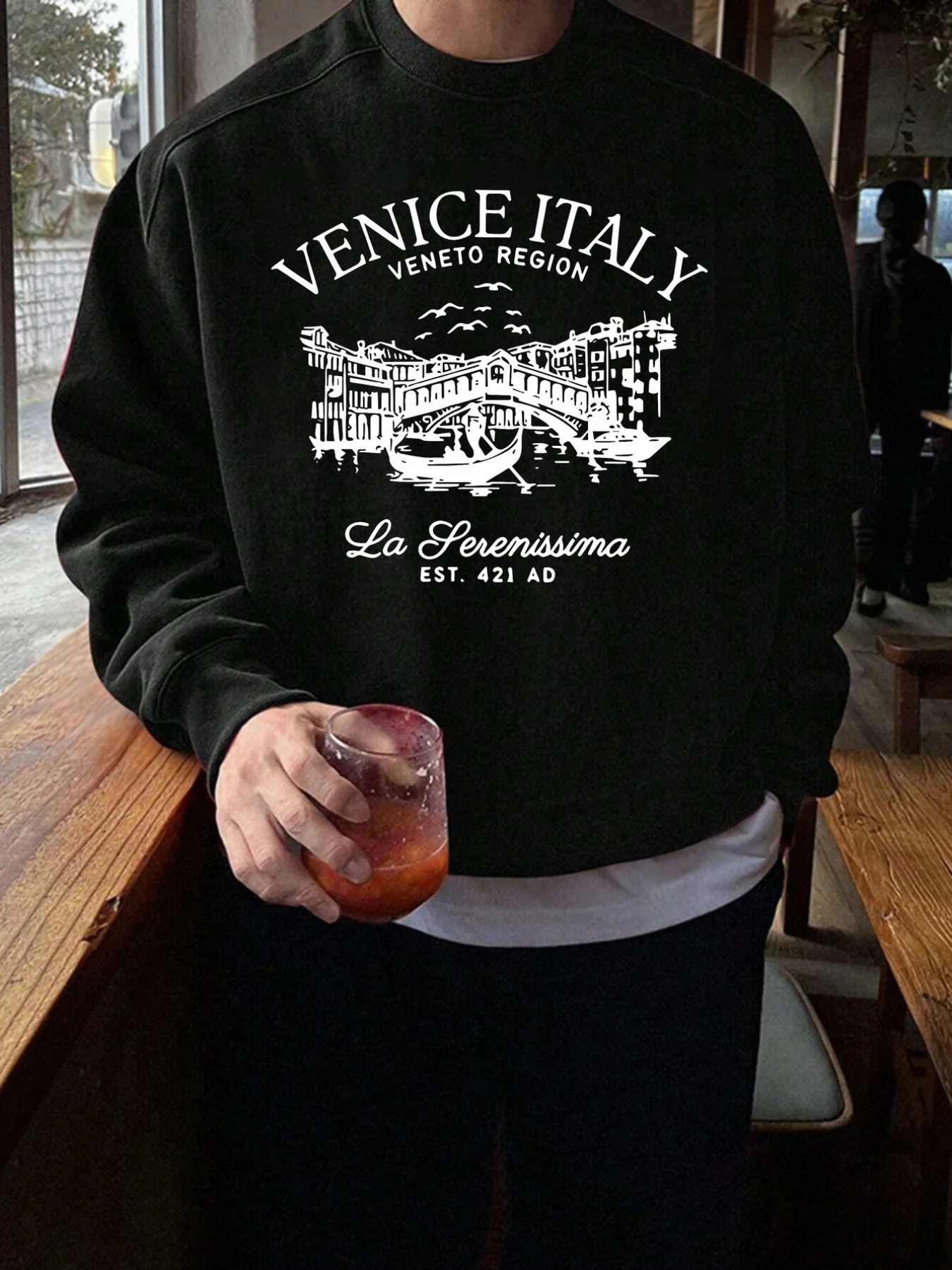 

Мужская повседневная толстовка с длинными рукавами и круглым вырезом, Венеция, итальянский принт, узор на Хэллоуин/наряд для рождественской вечеринки