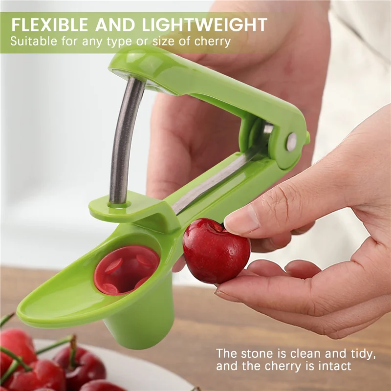 ABFN-2 قطعة أدوات إزالة الكرز أو الحجر، مزيل بيتر الزيتون، أدوات أدوات فواكه مزيل الكرز الأساسية أو البذور (أخضر)