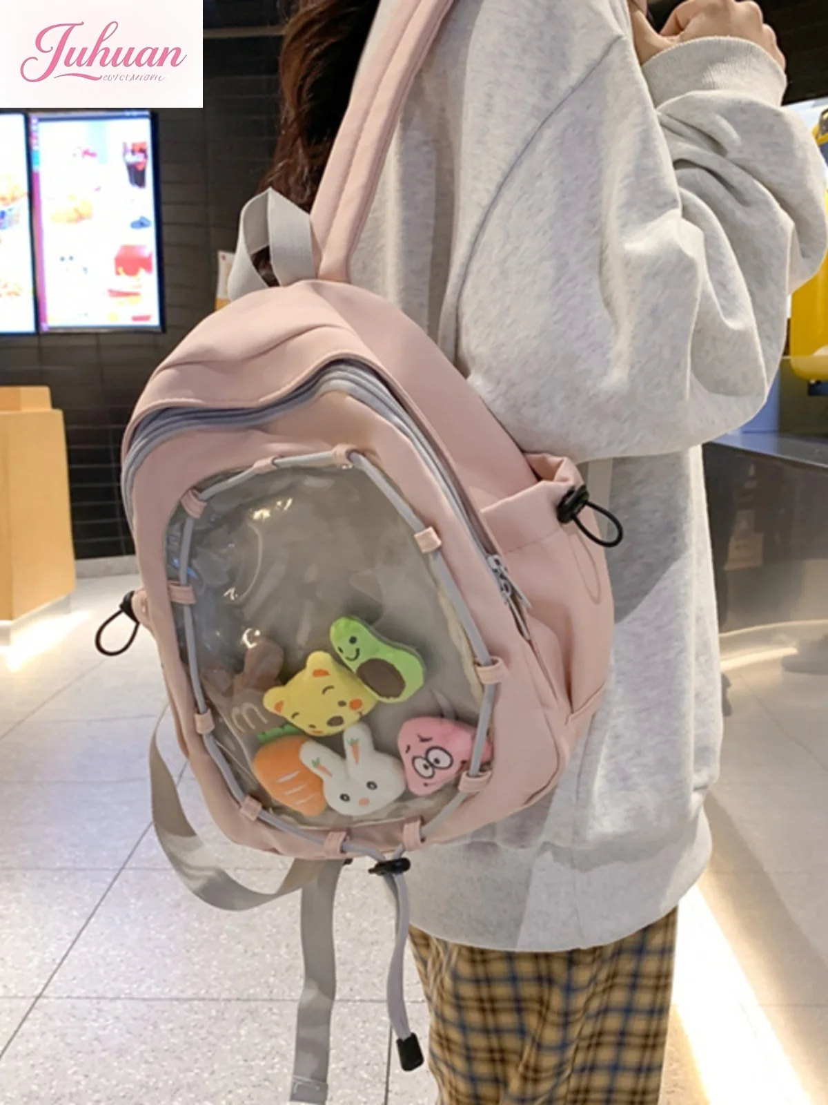 

Japanese Two-dimensional Comic Show Transparent Pain Window Bar Ltabag Jk Schoolbag Student Girl College Backpack for Women