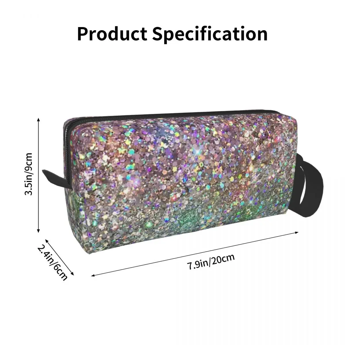 Rainbow Mixed Glitter Digital Art NOT REAL GLITTER Makeup Bag Cosmetic Organizer for Women Beauty Travel Pencil Case