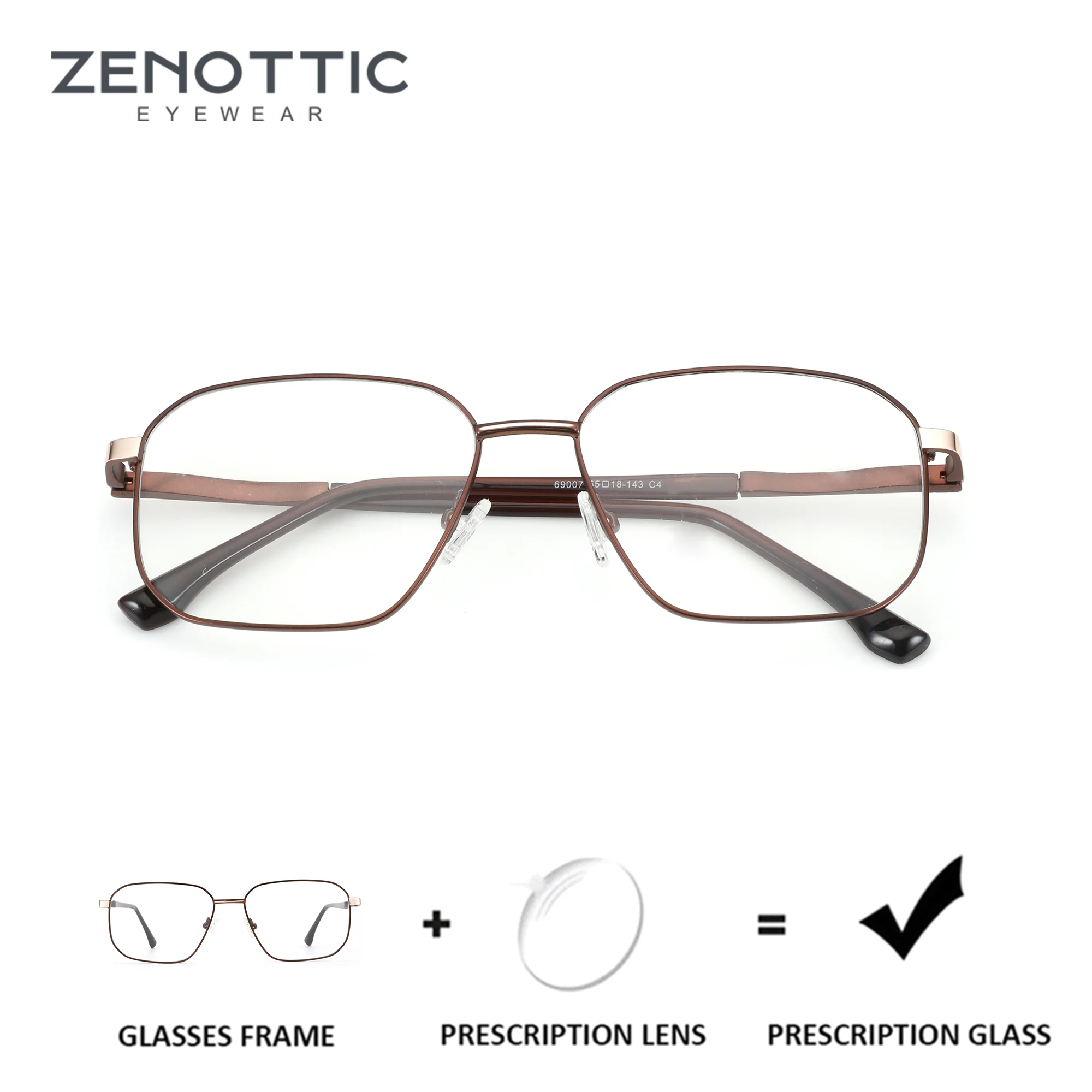 

Очки ZENOTTIC XL Size Polygon с металлической оправой для мужчин, прогрессивные линзы с фотохромной коррекцией миопии