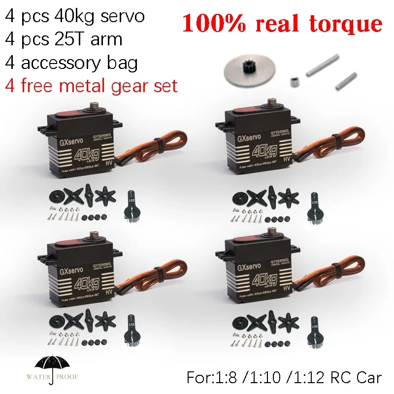 

4Pcs Servo 20kg 25kg 30kg 35kg 40kg digital servo metal gear 180° high speed 25T arm for 1/ 8 1/10 RC steel crawler cars