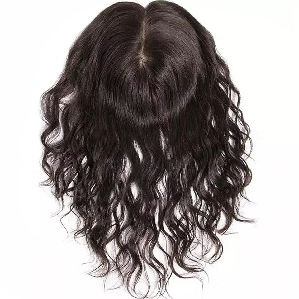 Virgin European Human Hair Topper SKin Base 15x15 CM 4 Clips in Loose Wave Hair Piece For Women Breathable Toupee Silk Top