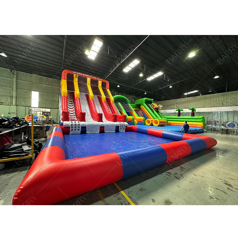 

Outdoor Playground Mobile Big Kids Water Park Inflatable Water Slide with Swimming Pool for Sale