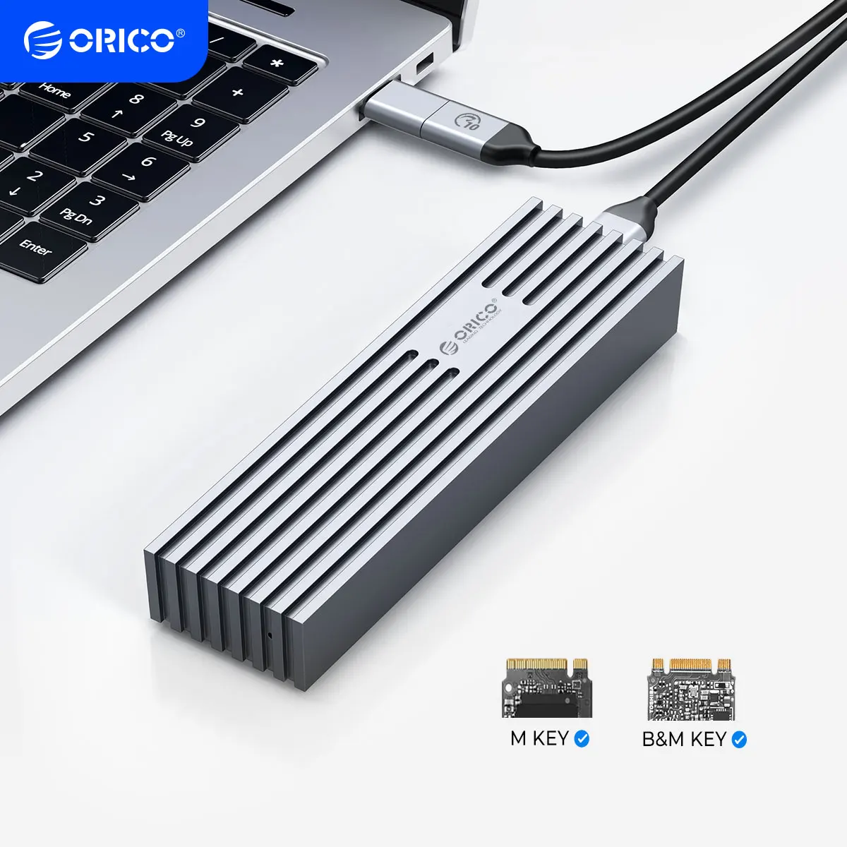 

ORICO Upgraded Aluminum Alloy M2 NVMe SSD Enclosure 10Gbps PCIe Type C M.2 SSD Case M Key Solid State Drive Case Support UASP