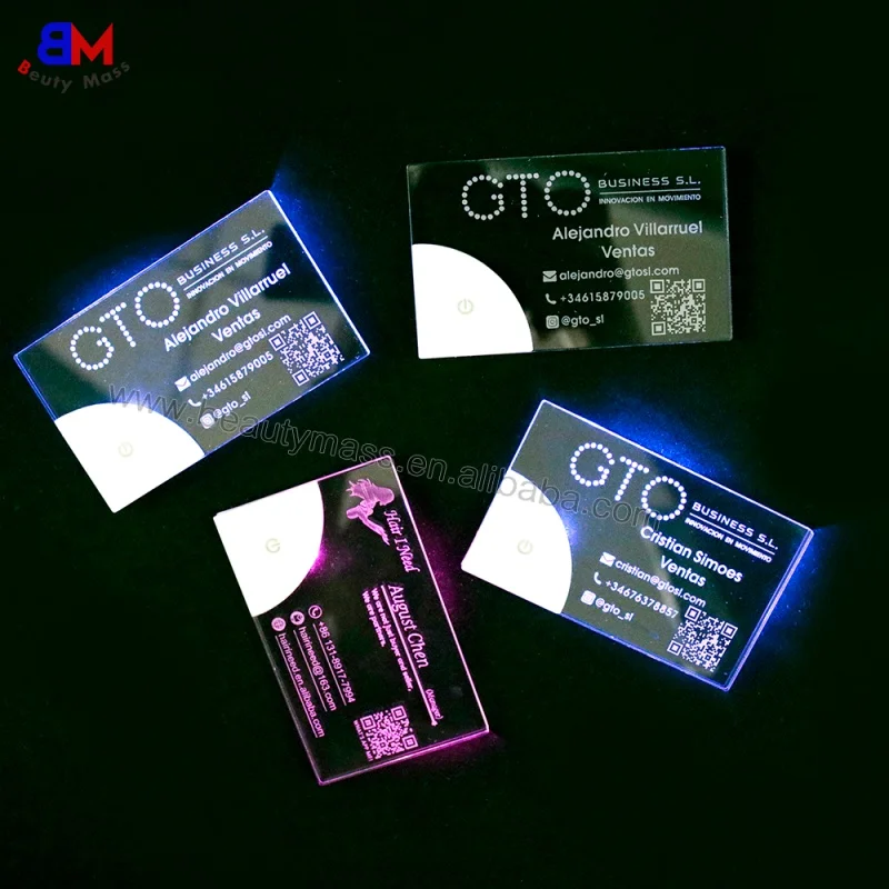 Customized.product.Laser Engraved LED light Business Card Light Custom Design Acrylic Luminescence customized cards