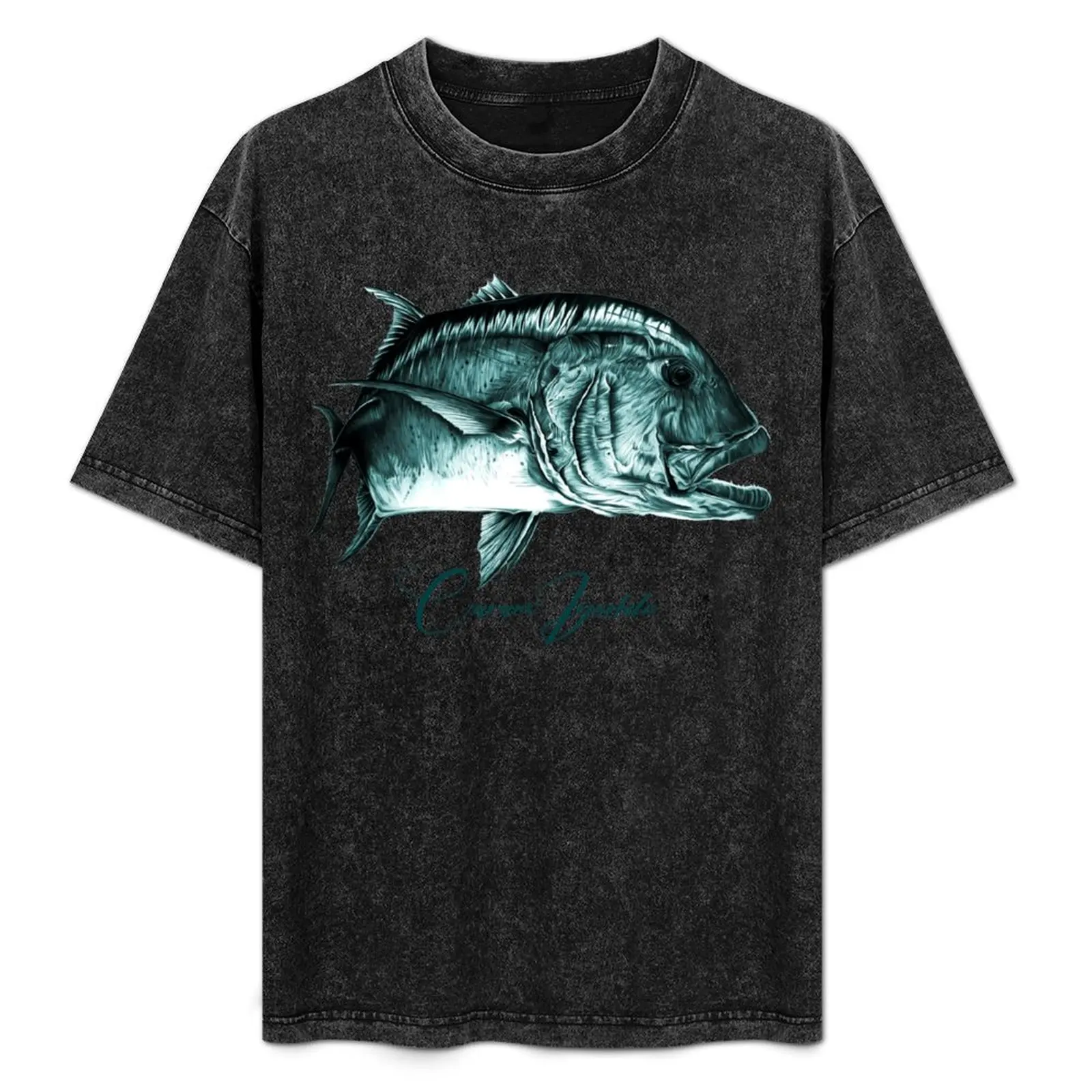 

Gyotaku Caranx Ignobilis T-Shirt Work Style Casual T-Shirt