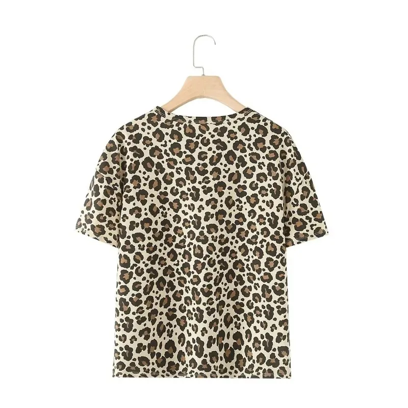 Leopard Print 3D Printing Women\'s Fashion T-shirt O Neck Short Sleeve Tee Large Street Clothing European And American Styles Top