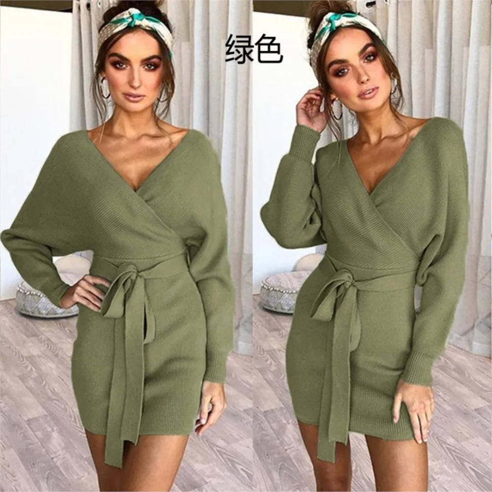

Solid Color Lace Frock Autumn Winter Sexy Lace Up V-neck Backless Dresses 2025 Woman Hug The Hips Vestidos De Fiesta Elegantes
