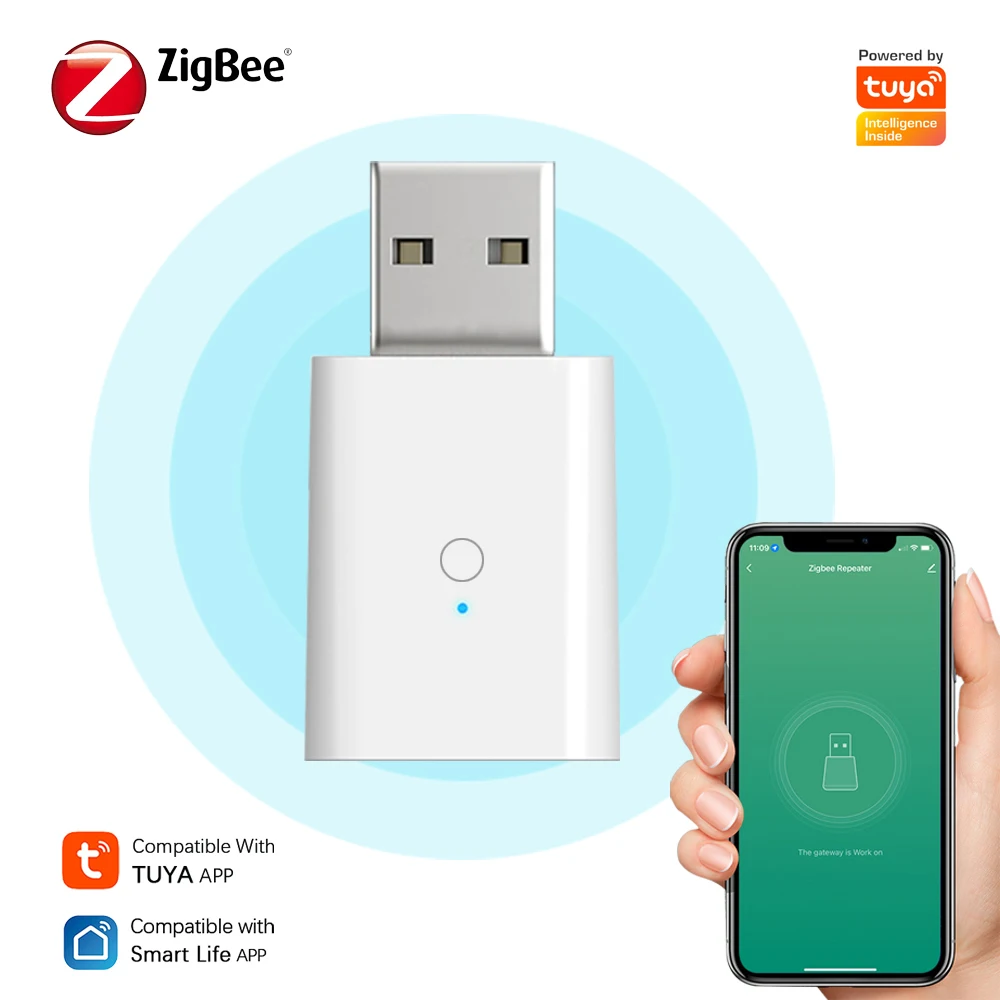 

Повторитель сигнала Tuya Zigbee, шлюз для автоматизации умного дома, командный усилитель, портативный USB-удлинитель сигнала Plug and Play