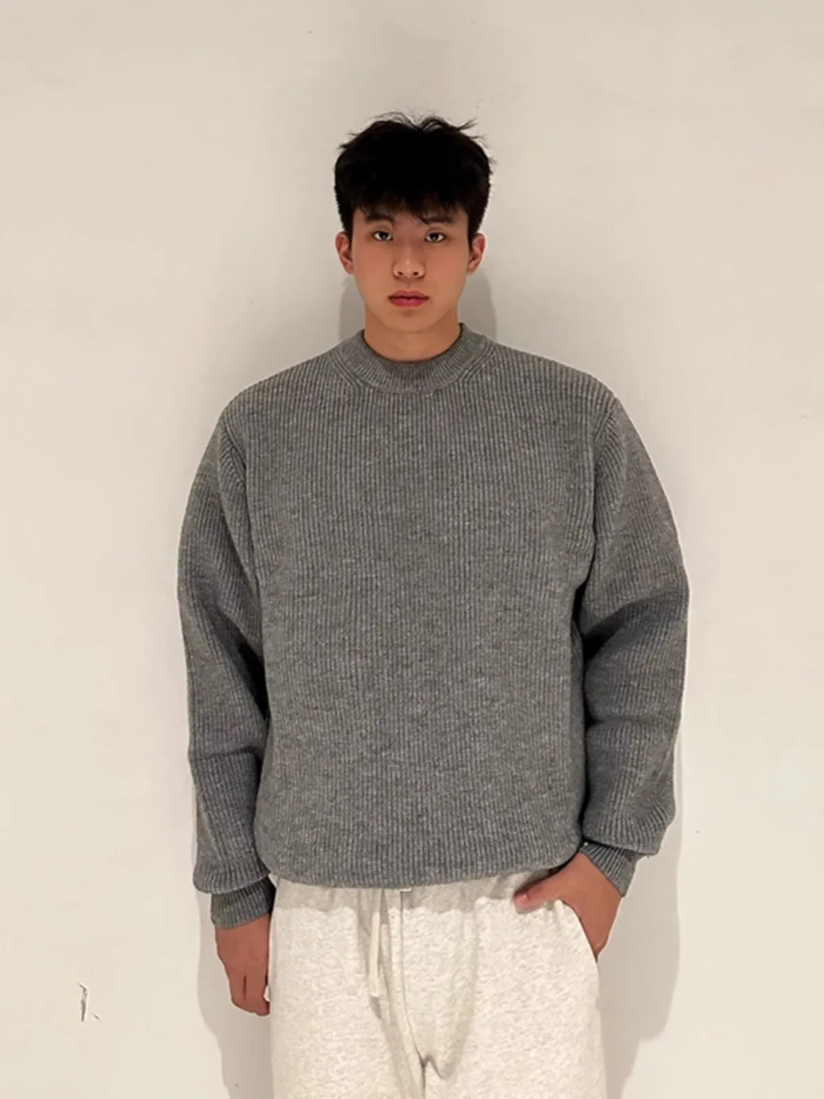 

Men's round Ne Knitwear Sweater Thi Needle American Sle Cleanfit High End Base Layer irt Autumn Winter Casual Wear