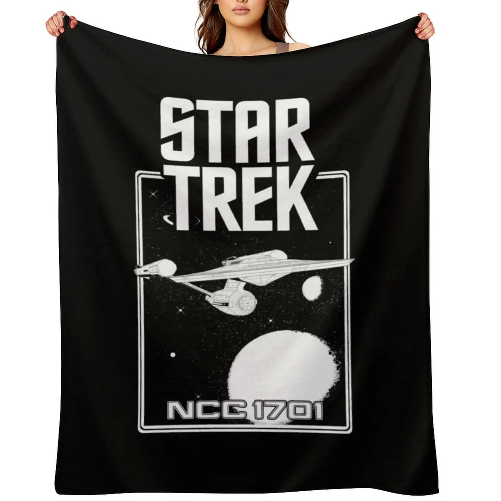 

Enterprise NCC 1701 Black and White Throw Blanket Flannels Bed Fashionable Tourist For Baby Blankets