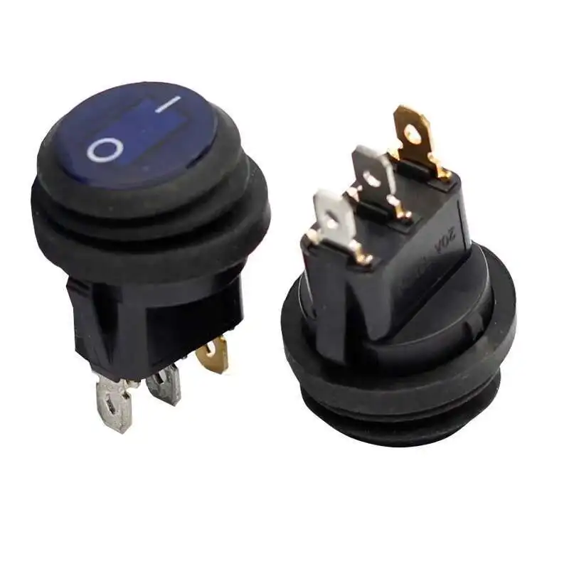 

12V 20A Blue LED Lighted Round On Off 3 Pins Waterproof Rocker Switches
