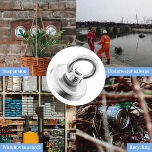 Neodymium Fishing Magnet Ganchos, Buraco escareado, Eyebolt Salvage Searcher, Super Forte, Heavy Duty, N52 12 principais vendas imãs de pesca - №5