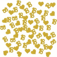 100pcs Number 18 Confetti Gold Glitter, Happy 18th Birthday Table Decor, Eighteen Years Paper Scatter Party Table Decorations