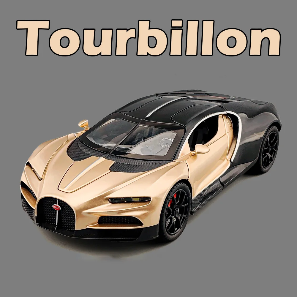 1:24 Tourbillon Atlantic Alloy Miniature Sportscar Model Diecast Toys Sound Light Pull Back Doors Opened Vehice Collect Ornament