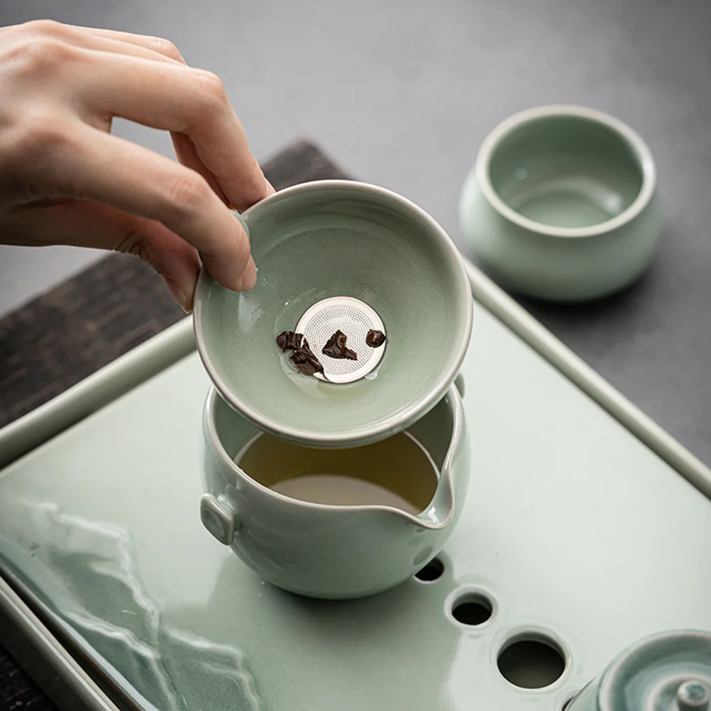 

1Set Ceramic Tea Infuser Retro Strainer Vintage Style Healthy Tea Residue Filter Home Office Use Kung Fu Teaware