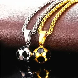 Men's Fashion Simple Football Necklace Titanium Steel Non Fading Creative Sports Style Stainless Steel Jewelry Pendant Accessory