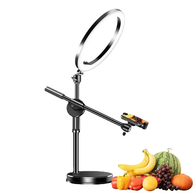 Selfie Ring Light With Stand Articulating Arm Overhead Camera Mount Articulating Arm Camera Mount LED Video Lighting For Online