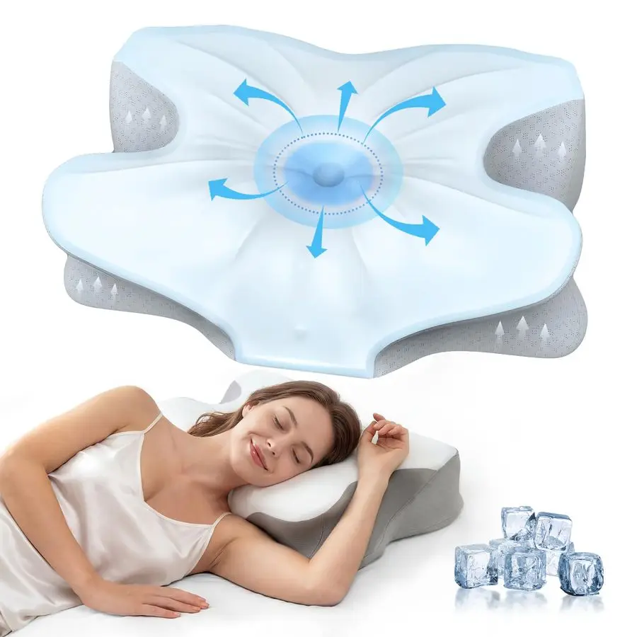 

Memory Foam Pillow for Neck Pain Relief, Ergonomic Contour Pillow for Side, Back and Stomach Sleepers, Cooling Removable Breatha