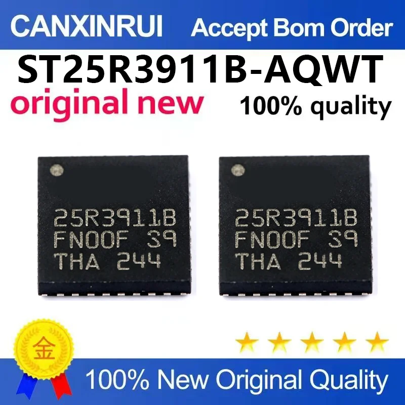 （5pcs-100pcs)Brand new original ST25R3911B-AQWT screen printed 25R3911B package VFQFN-32L reader IC